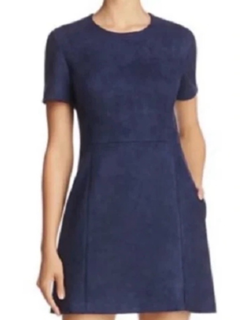 French Connection Navy Short-Sleeve Fit-and-Flare Dress size 4